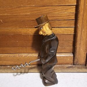 Vintage Wooden Jobin Man Corkscrew Made In Brienz Switzerland